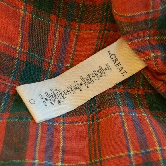 THE GREAT. Red and Green Plaid Top - Picture 3 of 8